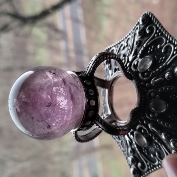 Evil Pawn Jewelry Amethyst Quartz Stainless steel Vera stand for crystals Boho - Picture 7 of 17